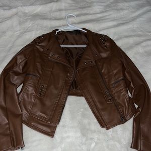 Brown leather jacket